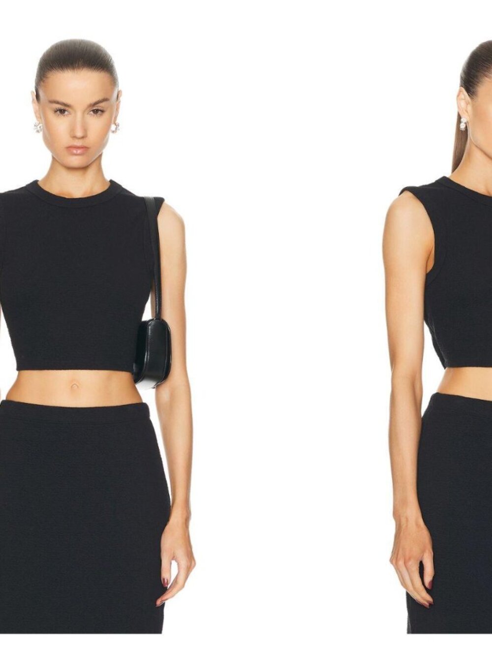 Enza Costa Black Textured Crop Top
